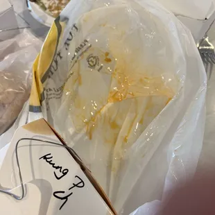 Bottom of plastic bag.