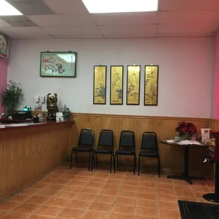 Only take-out-waiting seating, but its clean and nice!