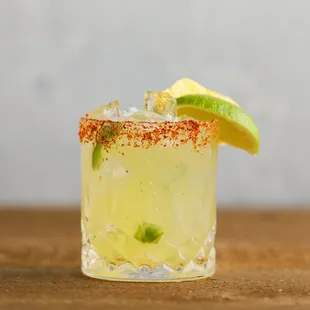 La Piña Picosa Pineapple and serrano infused tequila blanco, lime, agave, tajin.