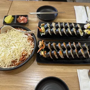 Paradise Cheese Ddeokbokgi , Tuna Kimbap,Beef Kimbap