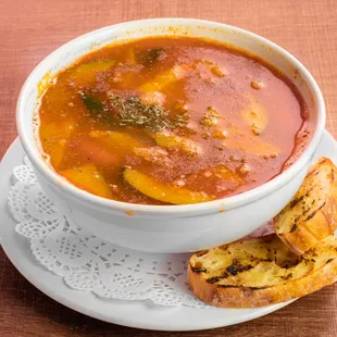 Sopa de Lentejas- Lentil soup with zucchini, carrots, potatoes, celery, squash.