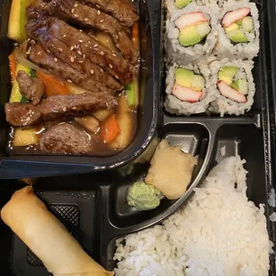 B2. Steak Teriyaki Bento Box, also comes with soup and salad