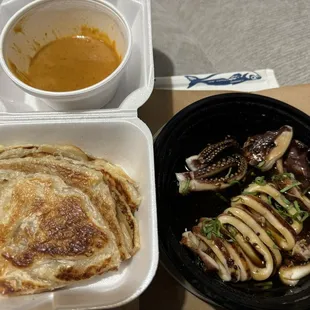 K11. Indian Pancake and K10. Grilled Calamari