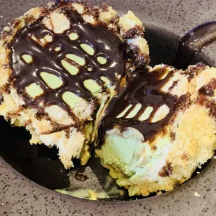 Fried green tea ice cream
