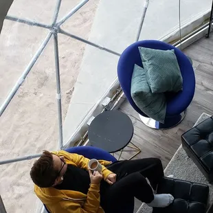 Looking down from the loft