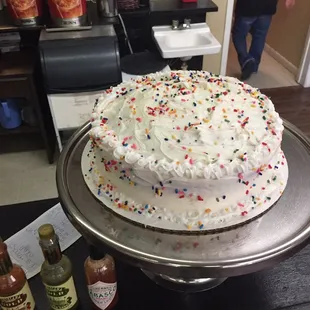 a cake with sprinkles on it