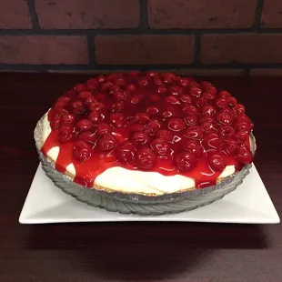 a cherry pie on a plate