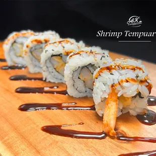 Shrimp tempura, cucumber, eel sauce