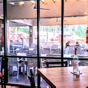 From inside you can see the ample patio dining area