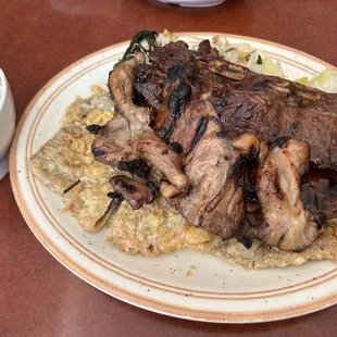 Mix plate special B - bbq chicken, kalbi, meat Jun, fried mandoo, veggies