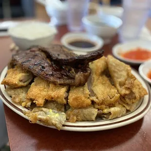 3 choice: meat jun, chicken katsu and small bone kalbi