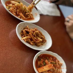 Banchan - cabbage, daikon, wonbok kimchee!