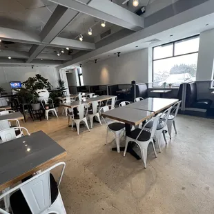 a restaurant with tables and chairs