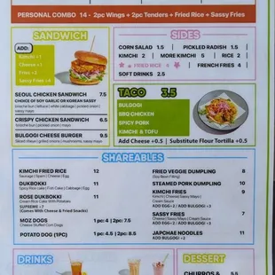 Menu (as of Oct 2024)