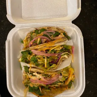 Tacos - beef, chicken and Spicy Pork