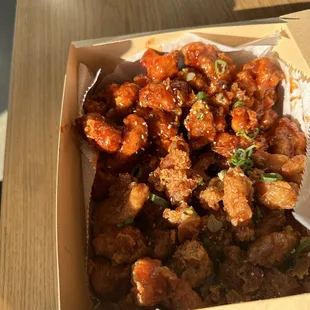 a close up of a box of food