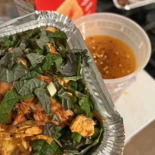 CHICKEN Dumpling Korean SOUP Bowl with Rice Cake (Tteok Mandu Guk)