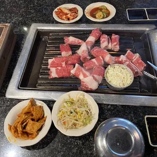 Beef brisket and side dishes