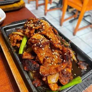 a plate of kimchi tofu