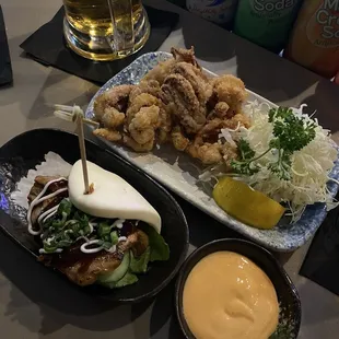 The ikageso karaage and pork bun was seasoned very well