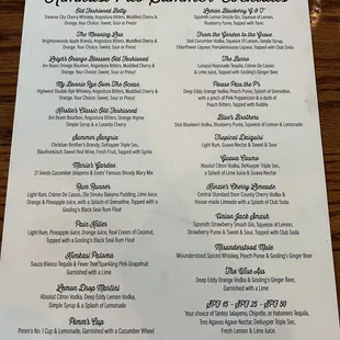 Drink menu