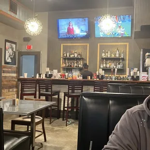 Beautiful light fixtures and bar