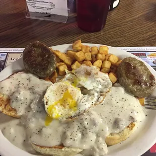 Sausage biscuits and gravy with a extra egg on top......excellent