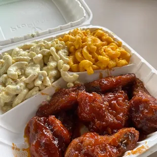 5 Honey Spicy Wings Dinner, with Macaroni Salad and Macaroni &amp; Cheese