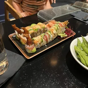 Coconut shrimp roll and dragon roll