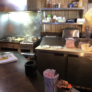 the kitchen of a restaurant