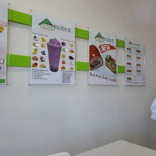 the menus on the wall