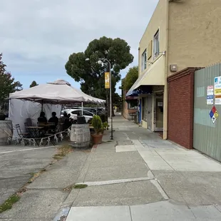 outside seating on the left