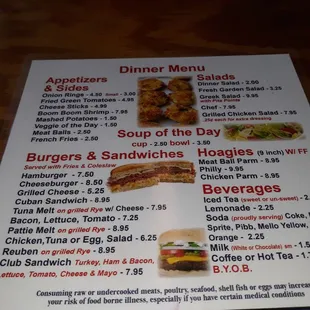 Part of Kim&apos;s menu