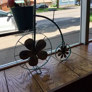 Bike decor in the window