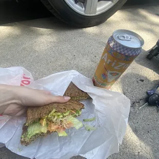 healthy way sandwich with arizona iced tea