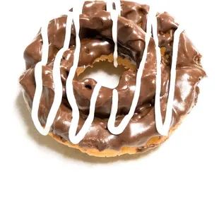 Old Fashioned Chocolate Glazed Cake w/ White Drizzle