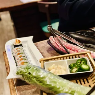 Pork belly and Gimbap  3/12/24 VS ‍
