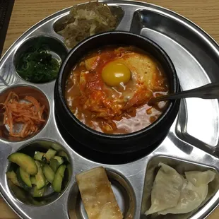 tofu soup with sides, hold the rice