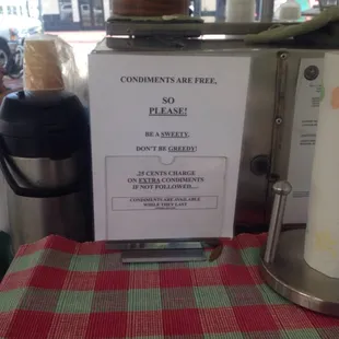 a sign on the counter