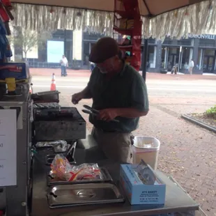 a man preparing food