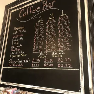 Coffee Bar Menu