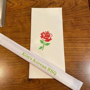 a knife and napkin