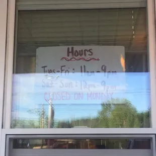 a sign in a window