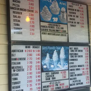 the menu for the restaurant