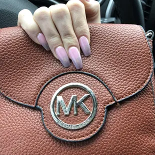 $55 + tip  Acrylic full set and shellac with powder coating