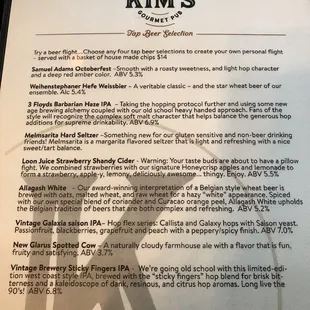 Tap beer selection