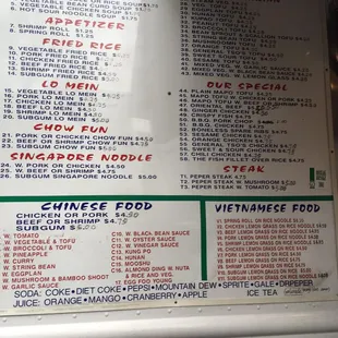 Their menu!