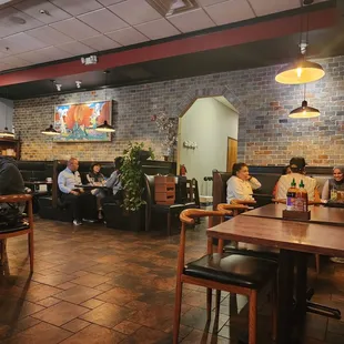 people eating and drinking