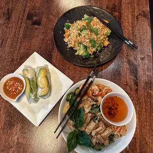 Summer Rolls Vermicelli Salad Bowl Egg Fried Rice