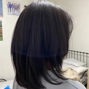 Given haircut by Kim!